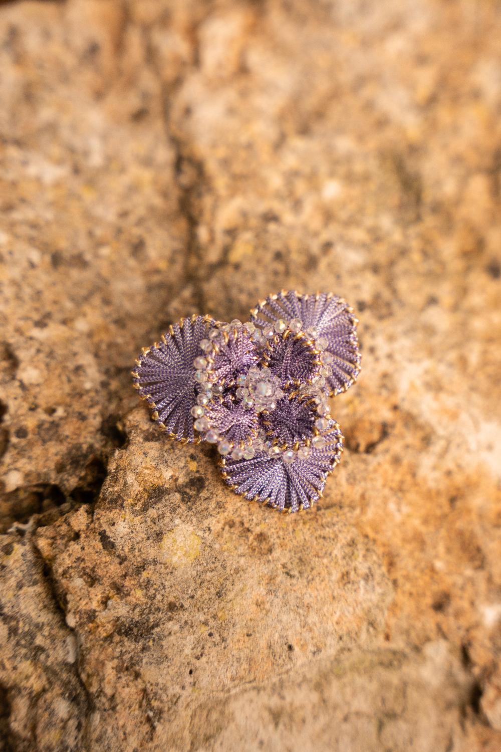 Lott. Gioielli Broche Aster Flower L - Lavender/Crystal