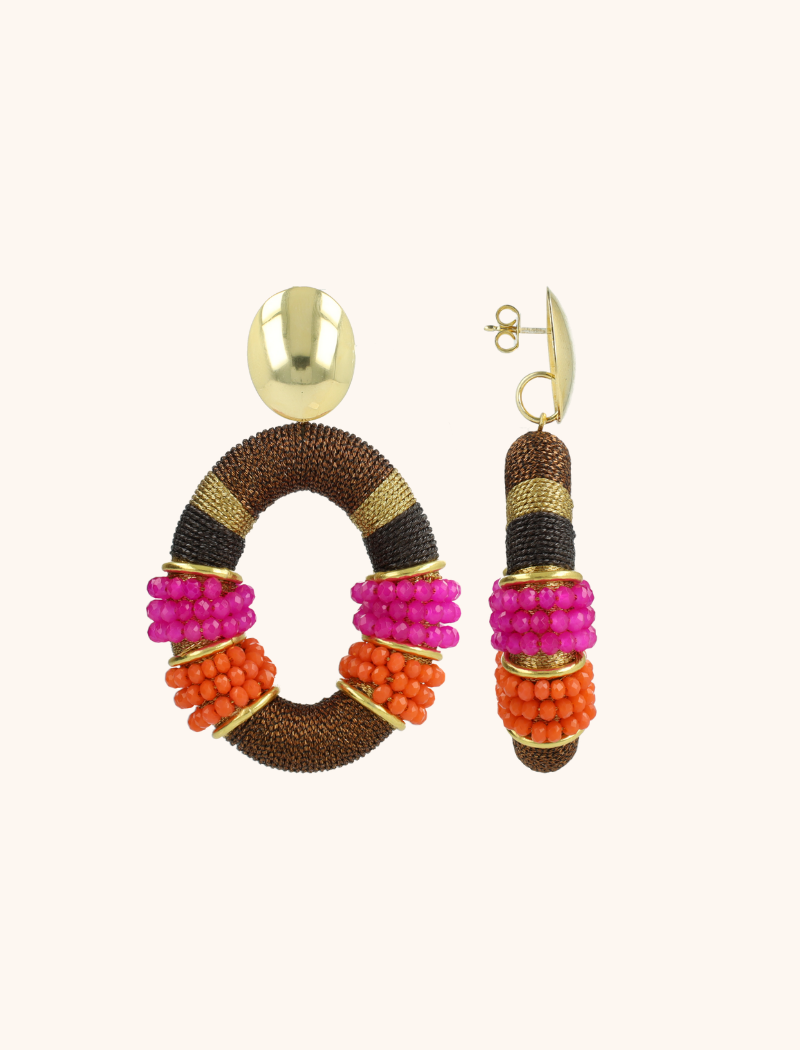 lott. gioielli Bruine Fuchsia Oorbellen Elle Ovaal Deluxe L