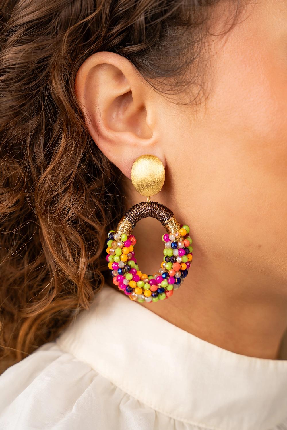 Lott. Gioielli Bruine Fuchsia Oorbellen Yara Ovaal L Clip