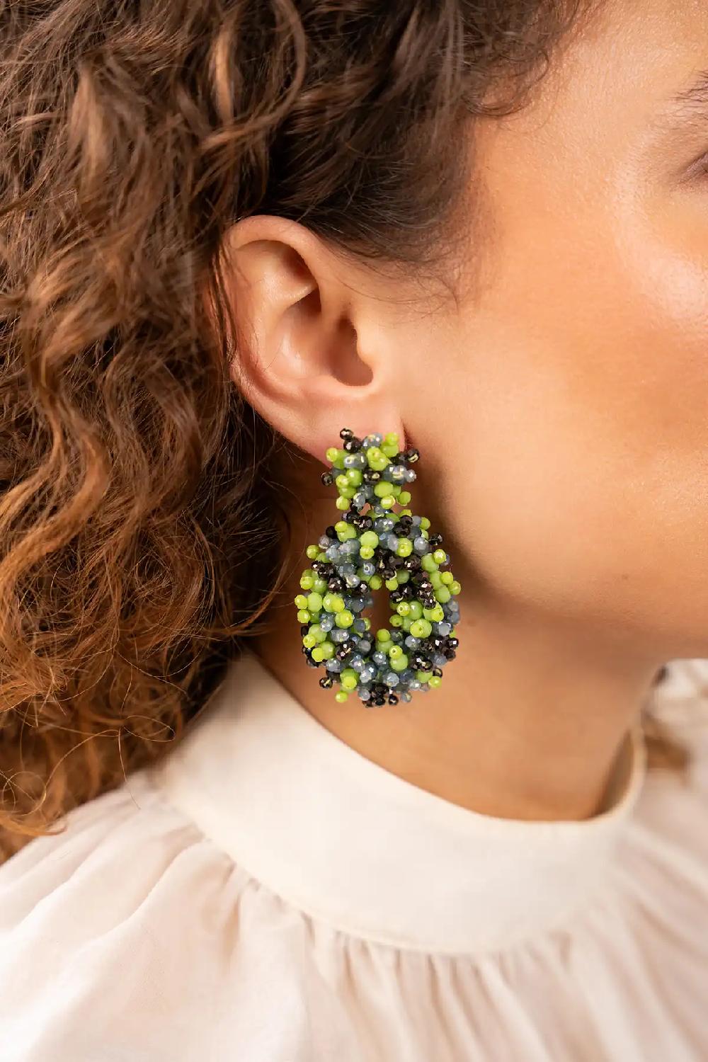 Lott. Gioielli Bruine Mix Oorbellen Dolly Hoop Double Stones