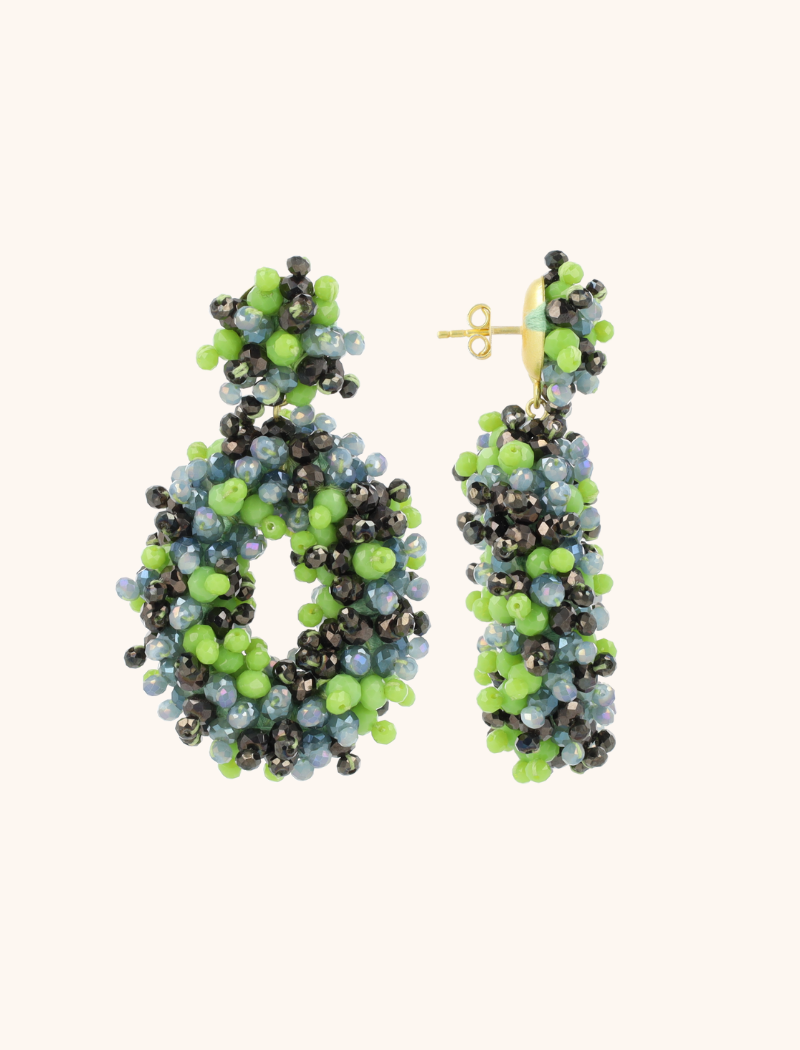 lott. gioielli Bruine Mix Oorbellen Dolly Hoop Double Stones