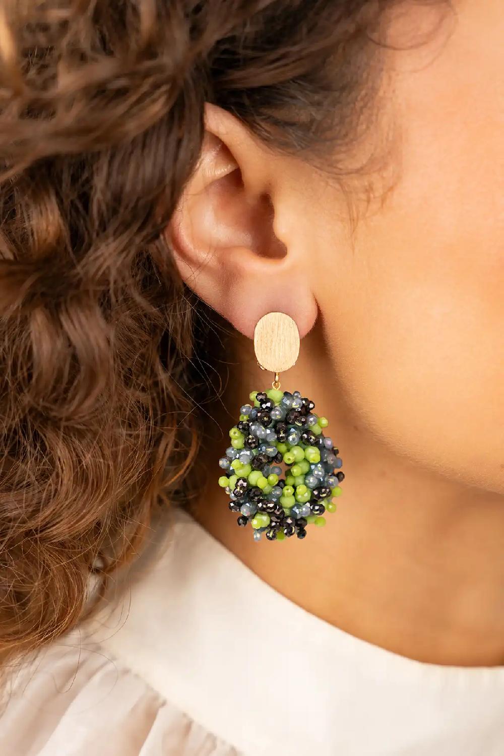 Lott. Gioielli Bruine Mix Oorbellen Double Stones Druppel S Louise Clip