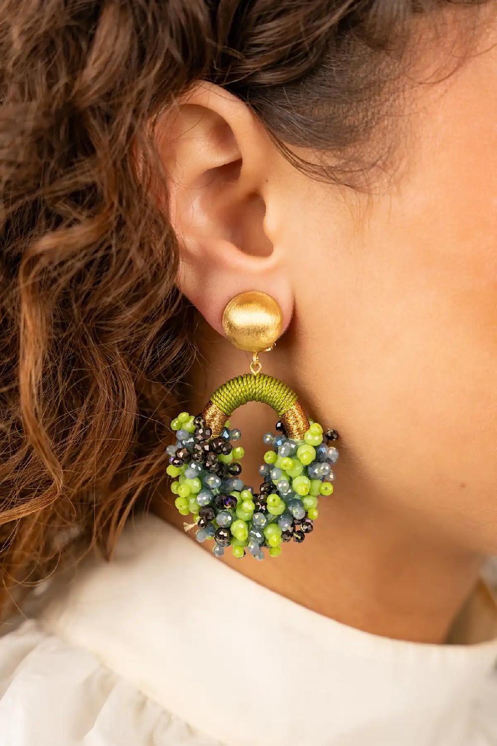 Lott. Gioielli Bruine Mix Oorbellen Eve Combi Ovaal M Double Stones Clip