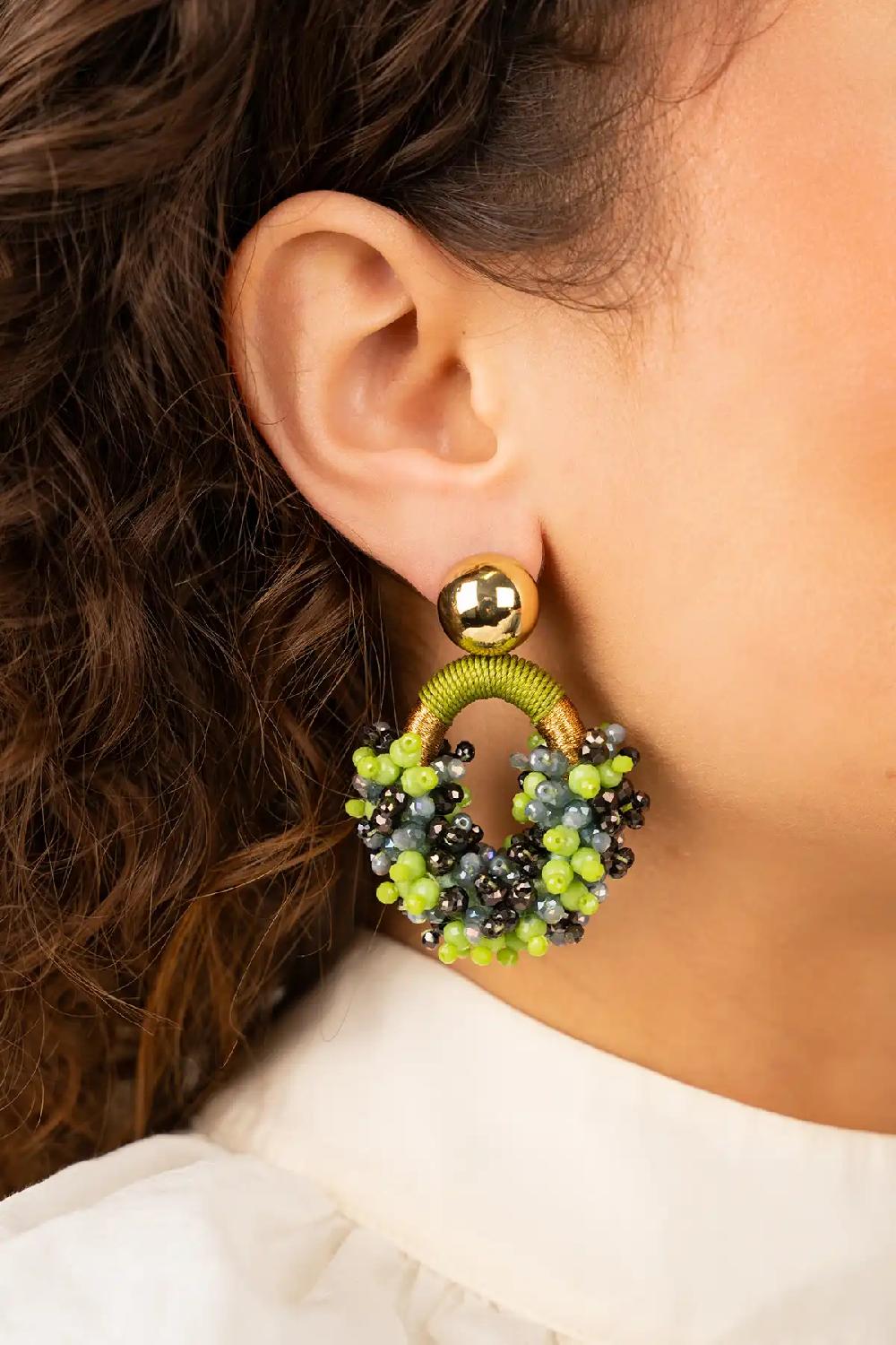 Lott. Gioielli Bruine Mix Oorbellen Eve Combi Ovaal M Double Stones