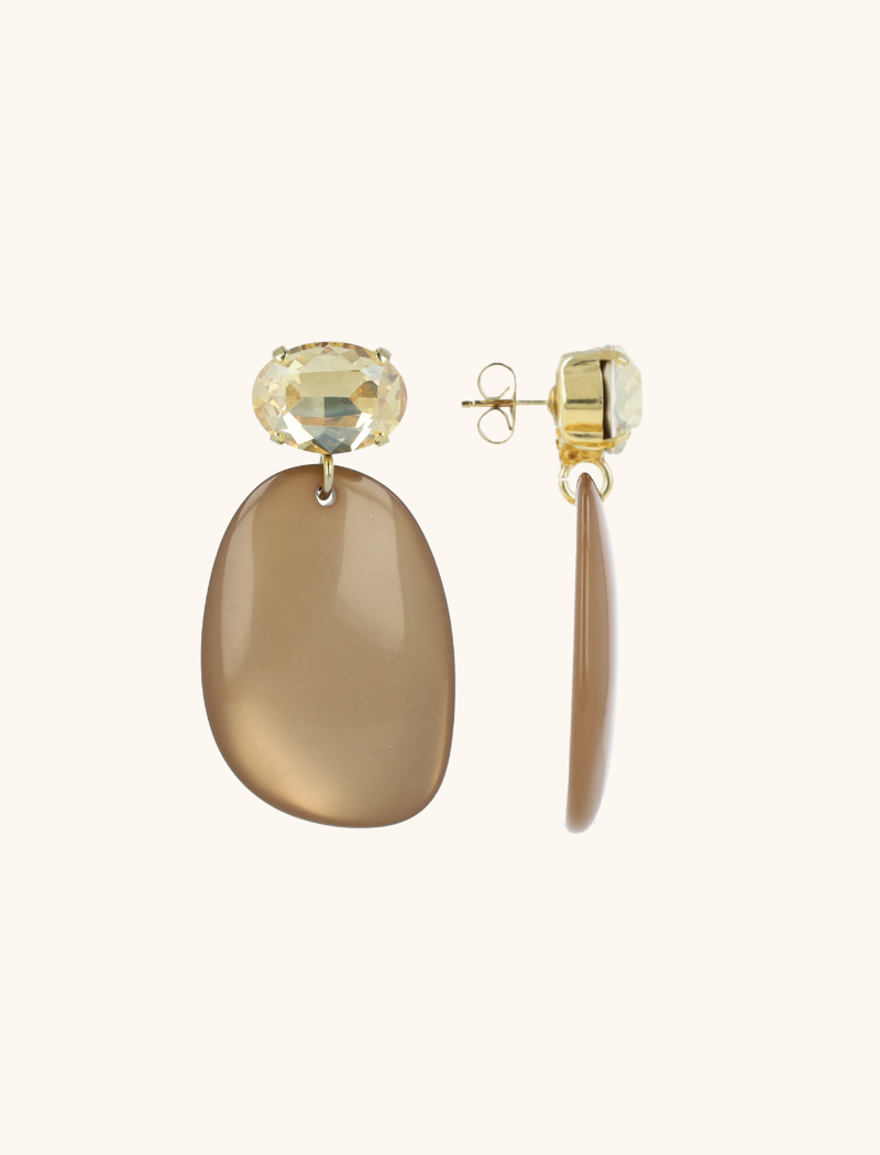 lott. gioielli Bruine oorbellen Aurora ovaal L strass