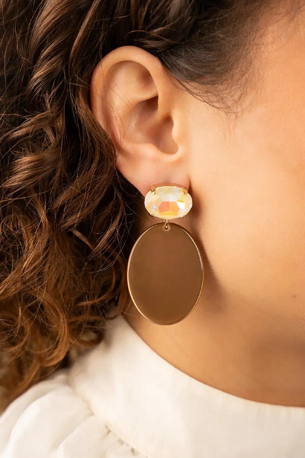 Lott. Gioielli Bruine Oorbellen Celia Ovaal S Strass Crystal