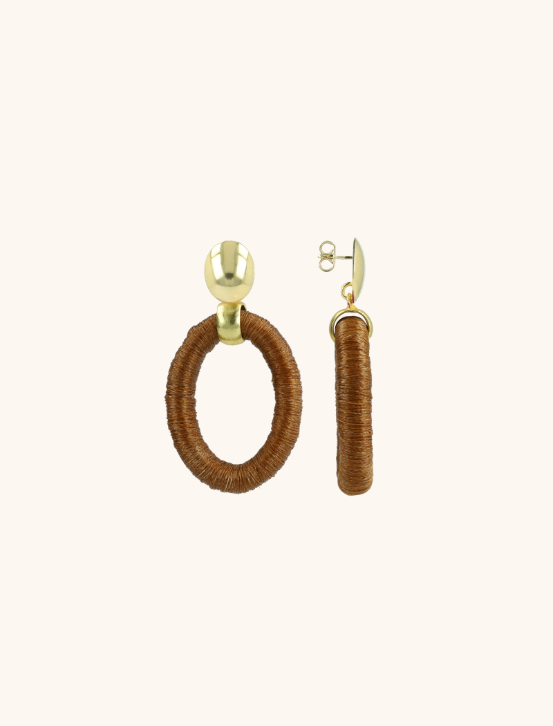 lott. gioielli Camel Bruine Oorbellen Faye Ovaal Bead Threated S