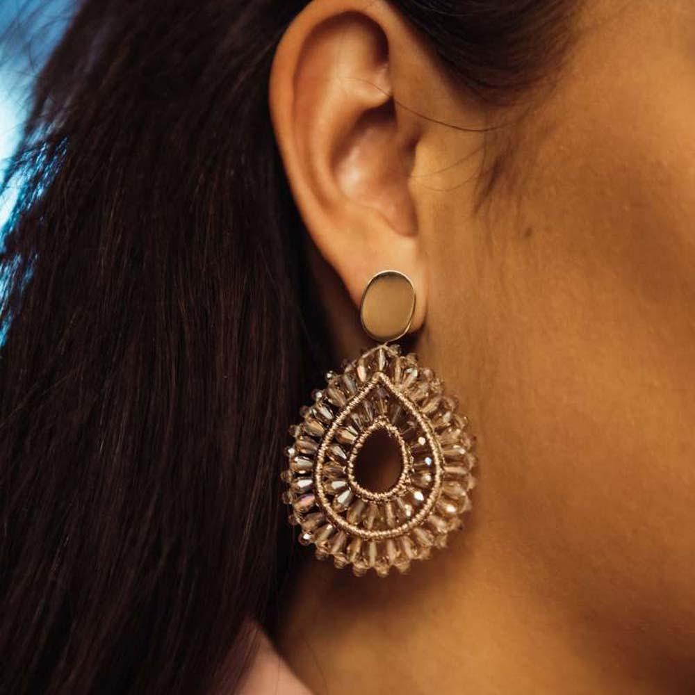 Lott. Gioielli Champagne Oorbellen Alice Silk Drop Crystal Double