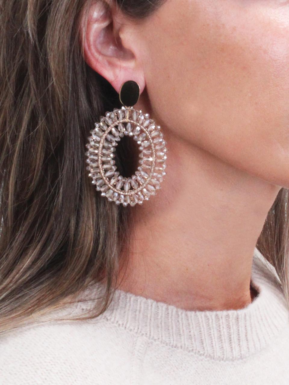 Lott. Gioielli Champagne Oorbellen Double Stones Oval L