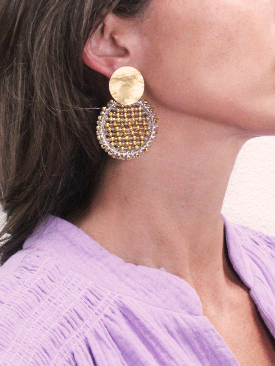 Lott. Gioielli Champagne Oorbellen Isabella Circle Abacus Double Stones M