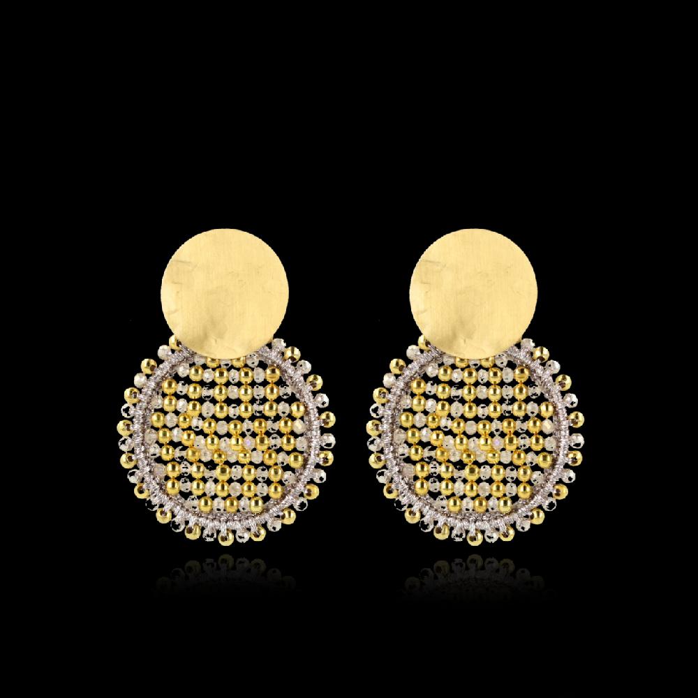 lott. gioielli Champagne Oorbellen Isabella Circle Abacus Double Stones M