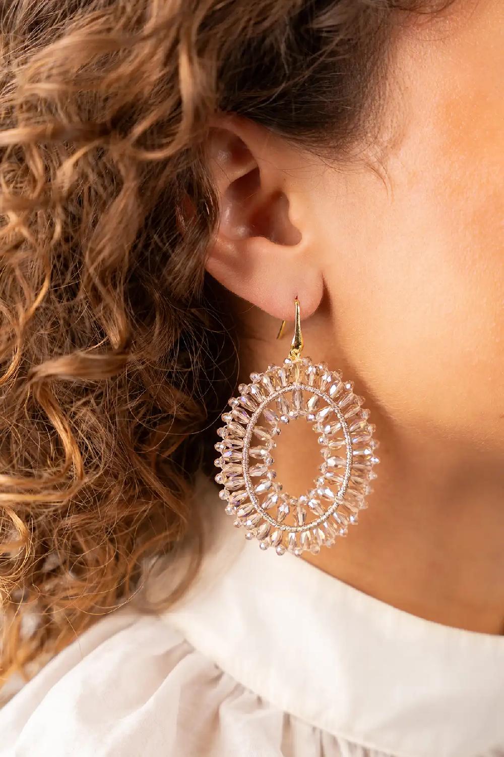 Lott. Gioielli Champagne Oorbellen Noa Open Ovaal Dubbel L