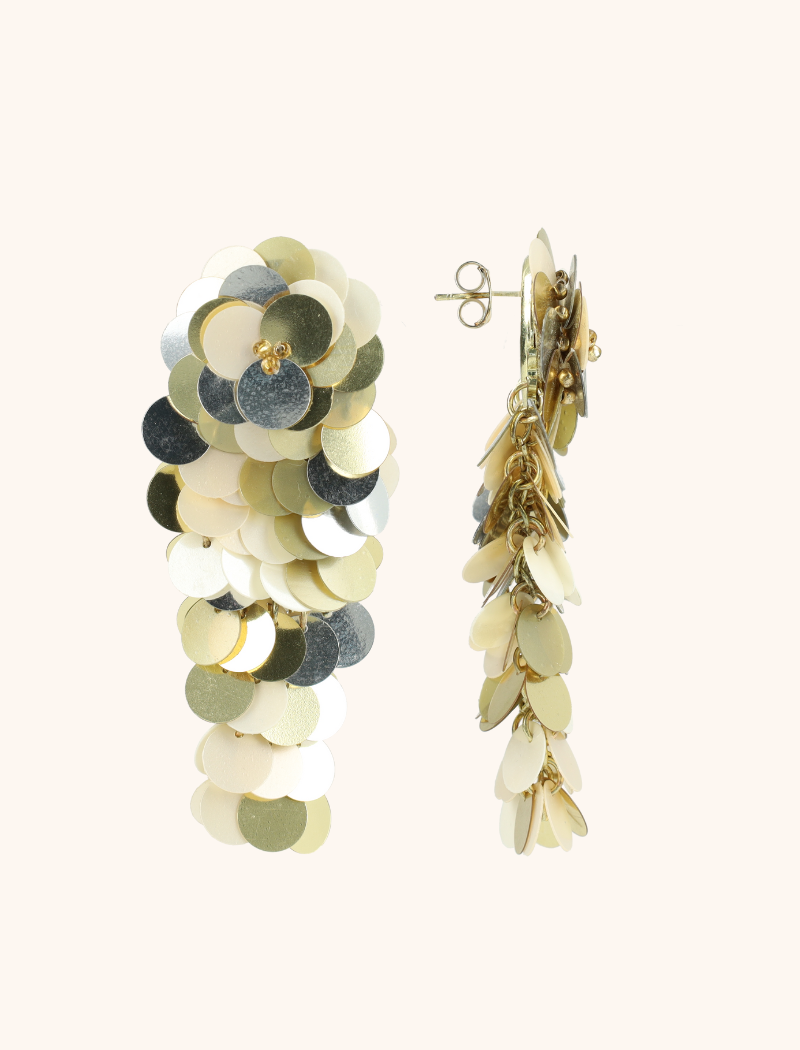 lott. gioielli Champagne Zilver Gouden Sequin Waterfall Oorbellen L