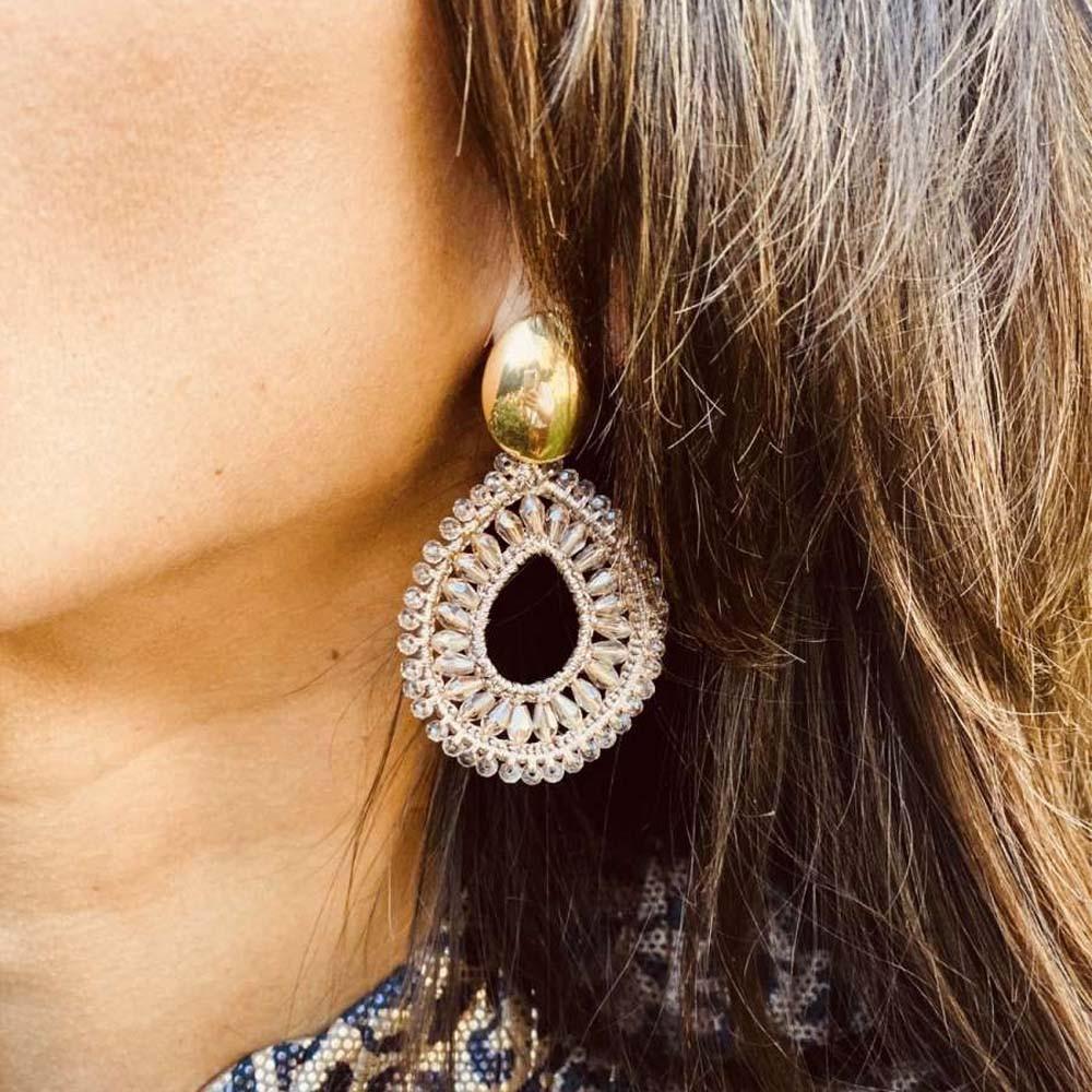 Lott. Gioielli Charlotte Silk Crystal Druppel Champagne Oorbellen