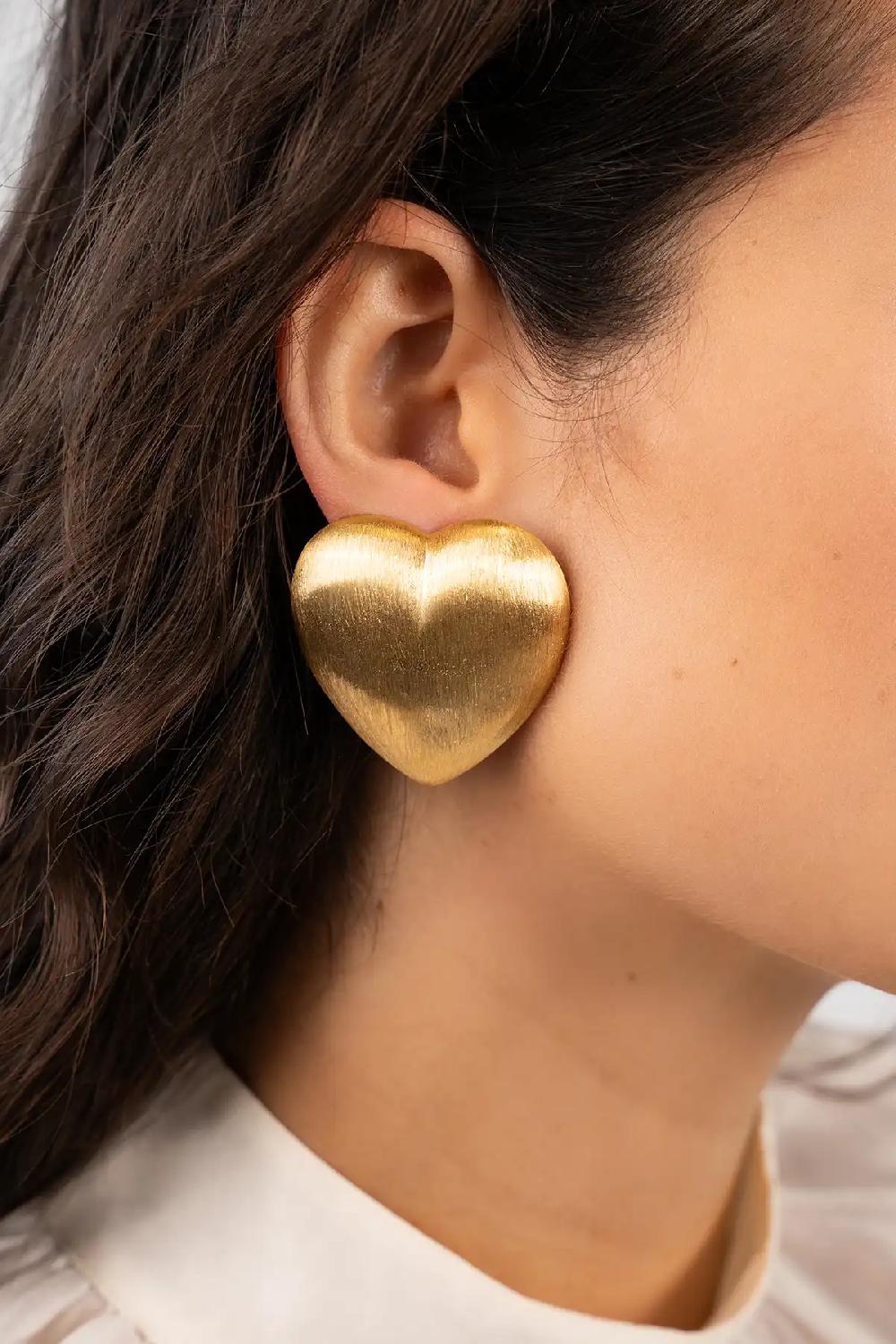 Lott. Gioielli Classic Oorbellen Brushed Stud Hart XL