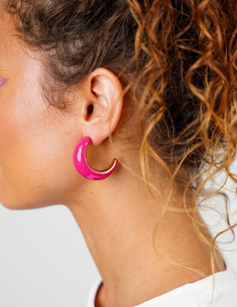 Lott. Gioielli Classic Oorbellen Charlie Creool Fuchsia