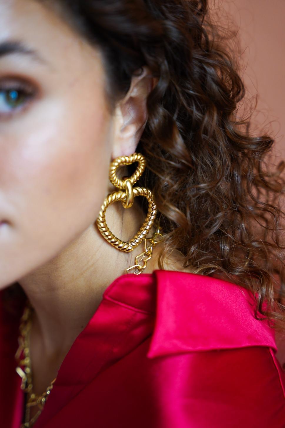 Lott. Gioielli Classic Oorbellen Hart Twist Pendant L