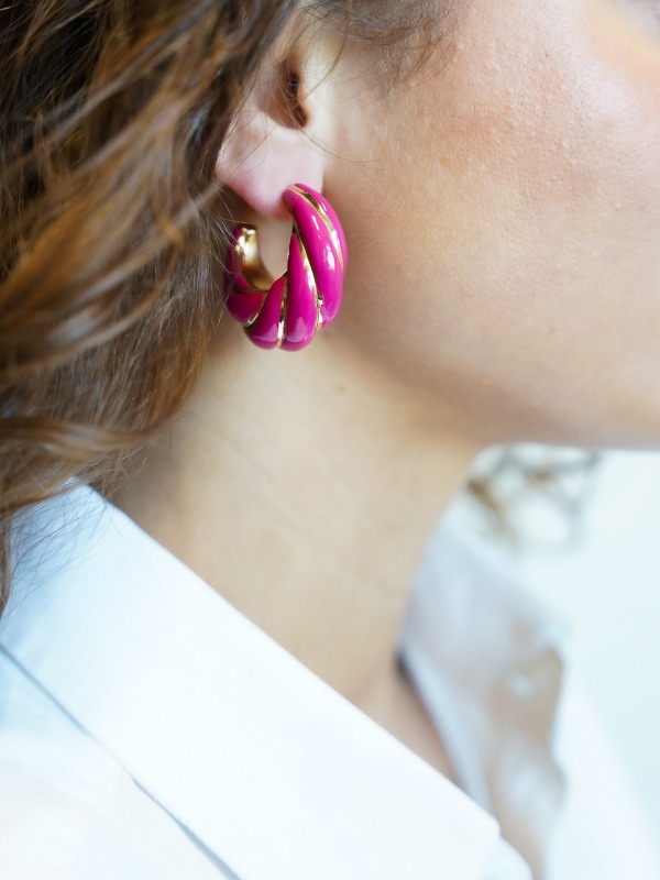 Lott. Gioielli Classic Oorbellen Twist Creool M Fuchsia