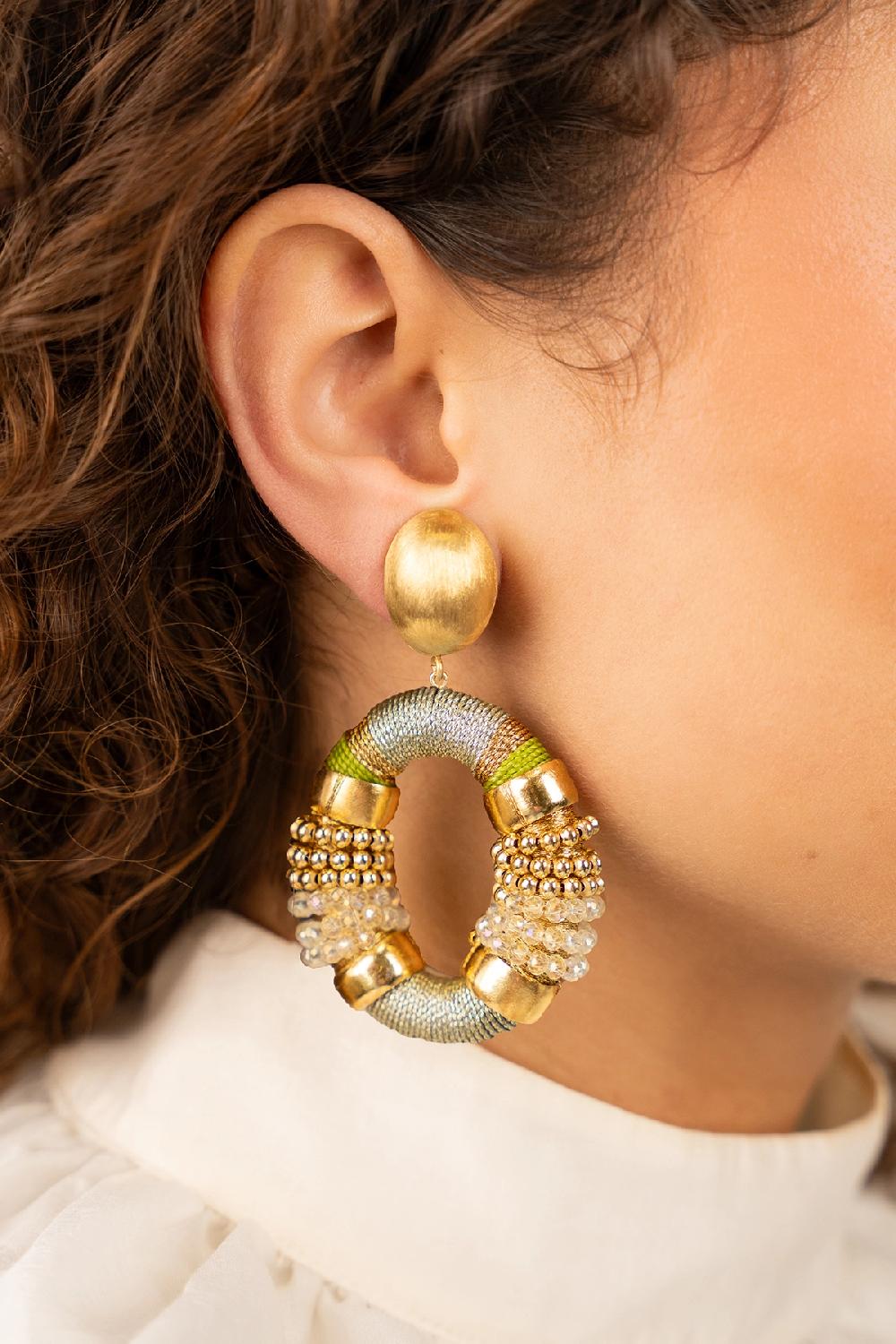 Lott. Gioielli Cool Green Oorbellen Caroline Ovaal L Premium Clip