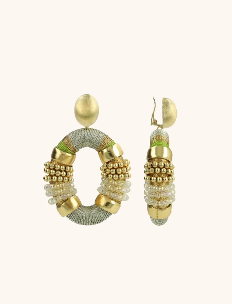 Lott. Gioielli Cool Green Oorbellen Caroline Ovaal L Premium Clip