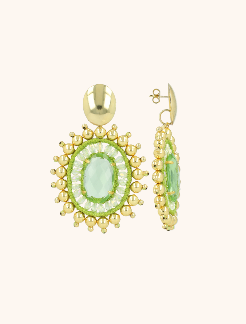Lott. Gioielli Cool Green Oorbellen Roxx Ovaal Crystal Dubbele Quartz L