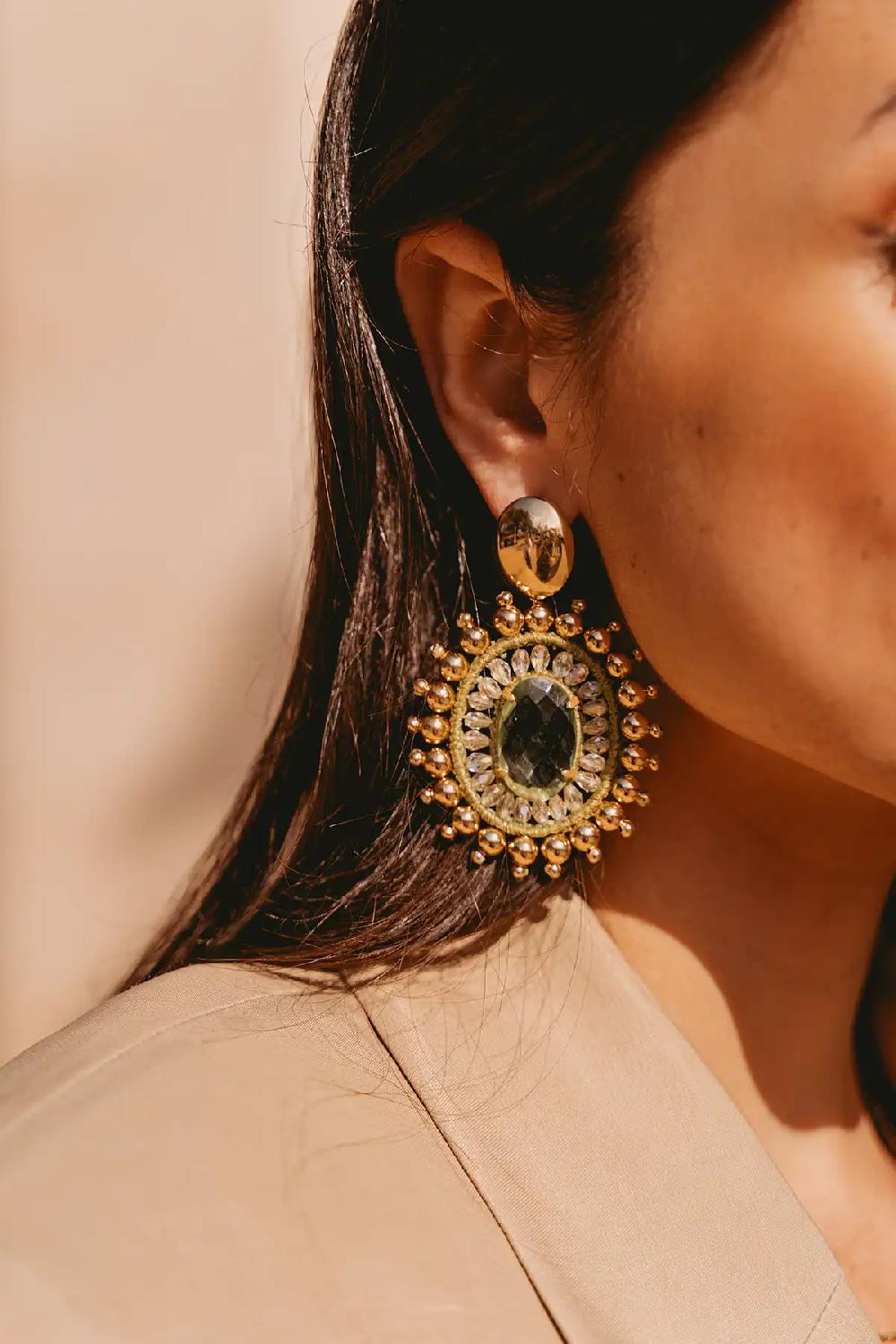 Lott. Gioielli Cool Green Oorbellen Roxx Ovaal Crystal Dubbele Quartz L