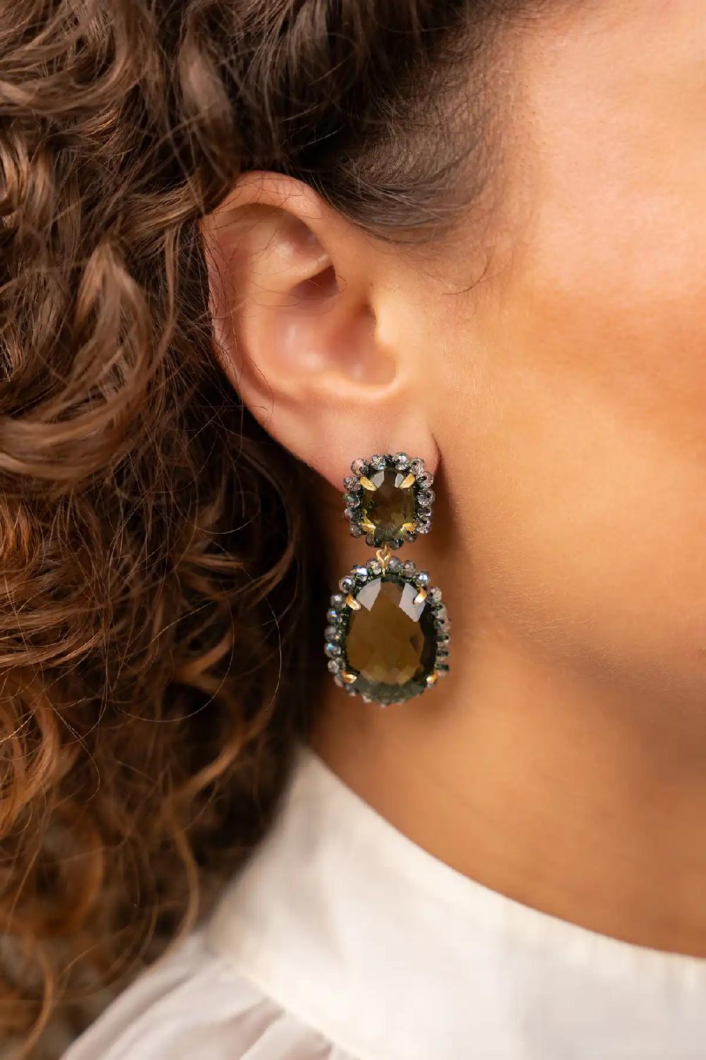 Lott. Gioielli Cool Groene Pendant Oorbellen Dubbel M