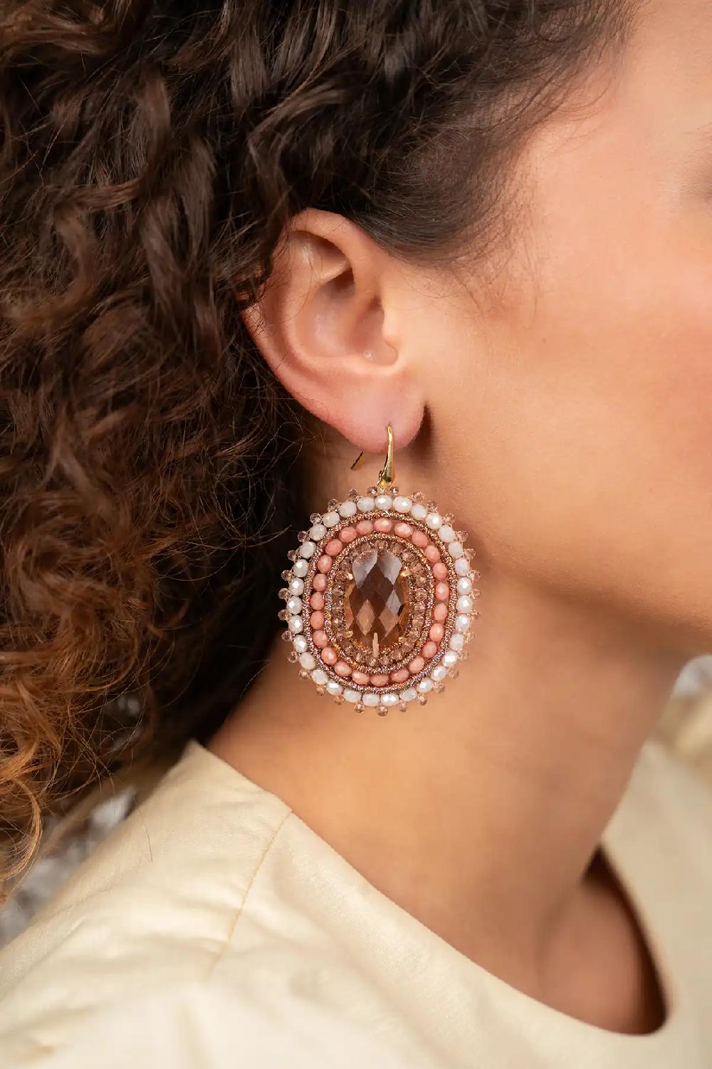 Lott. Gioielli Coral Oorbellen Jamie Filled Oval 3 Rings With Stone