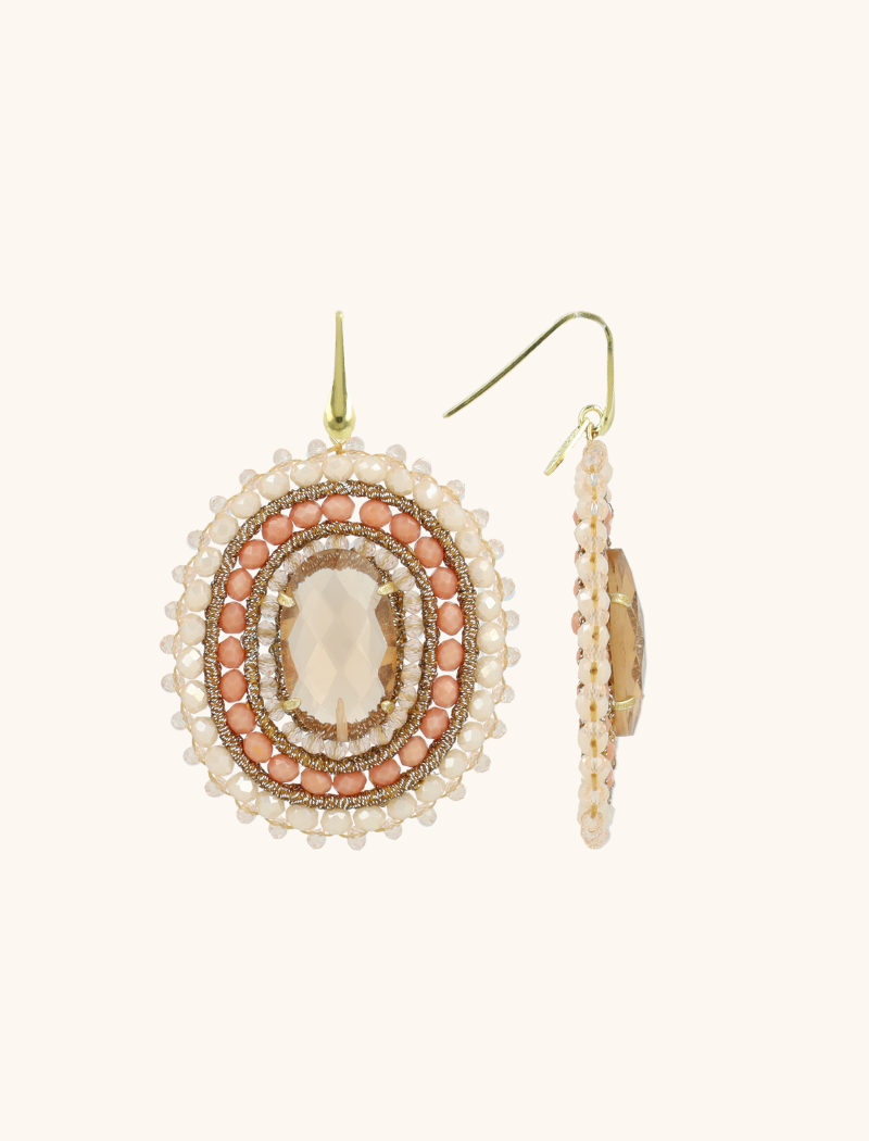 lott. gioielli Coral Oorbellen Jamie Filled Oval 3 Rings With Stone