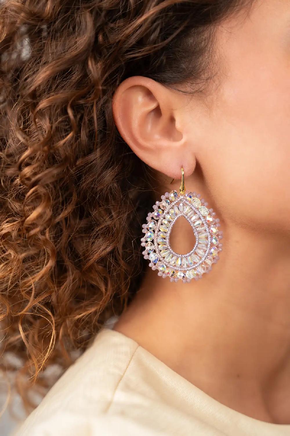 lott. gioielli Crystal/Lila Oorbellen Vos Open Drop L