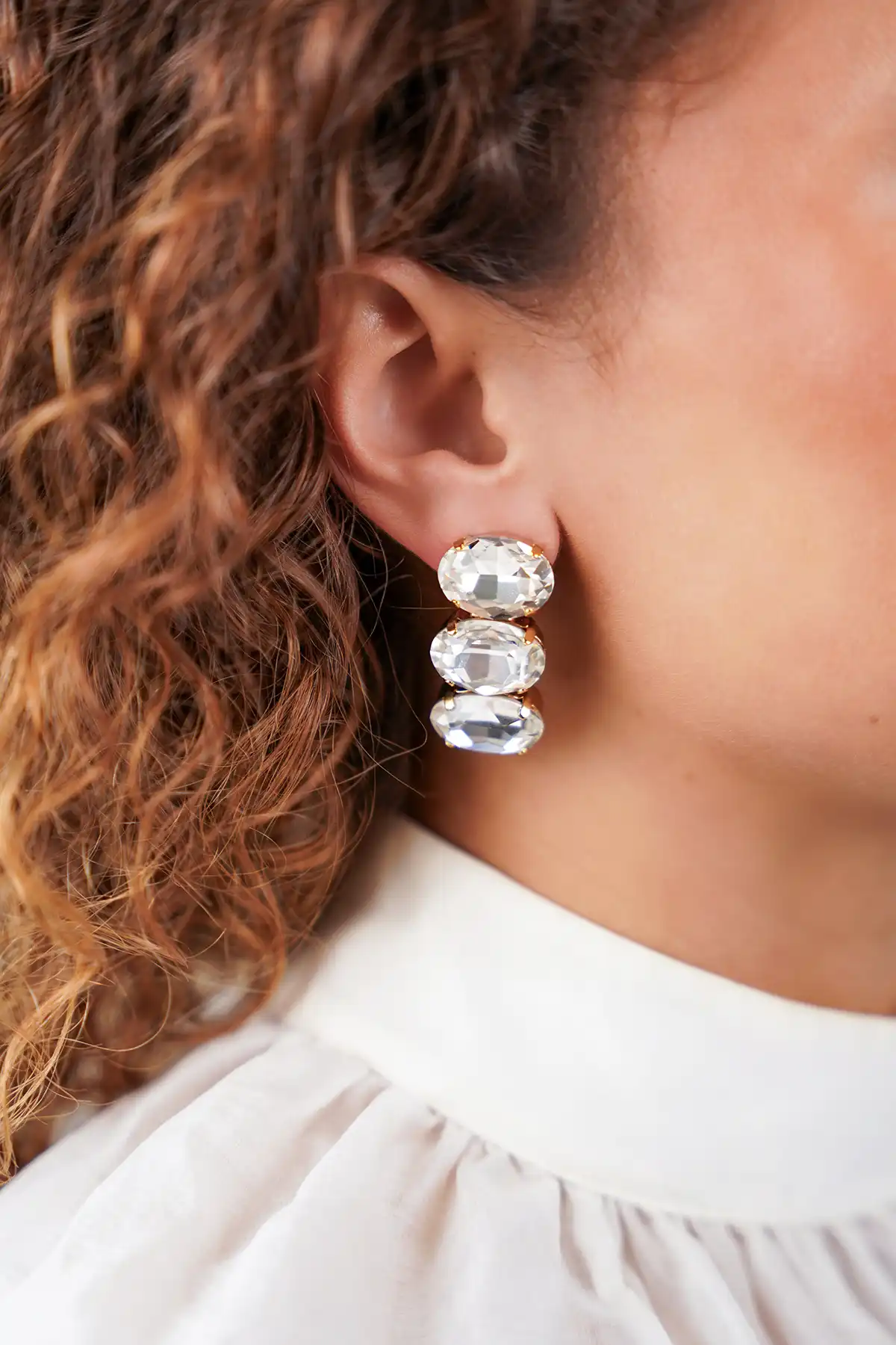 Lott. Gioielli Crystal Oorbellen Gracia Vertical Oval 3 Stones M