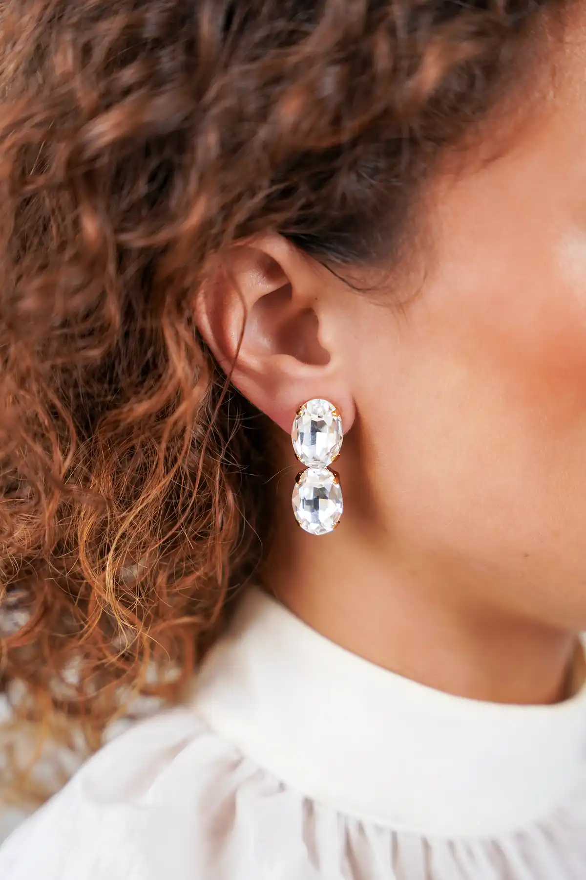 Lott. Gioielli Crystal Oorbellen Maudi Oval 2 Stones Waterfall M