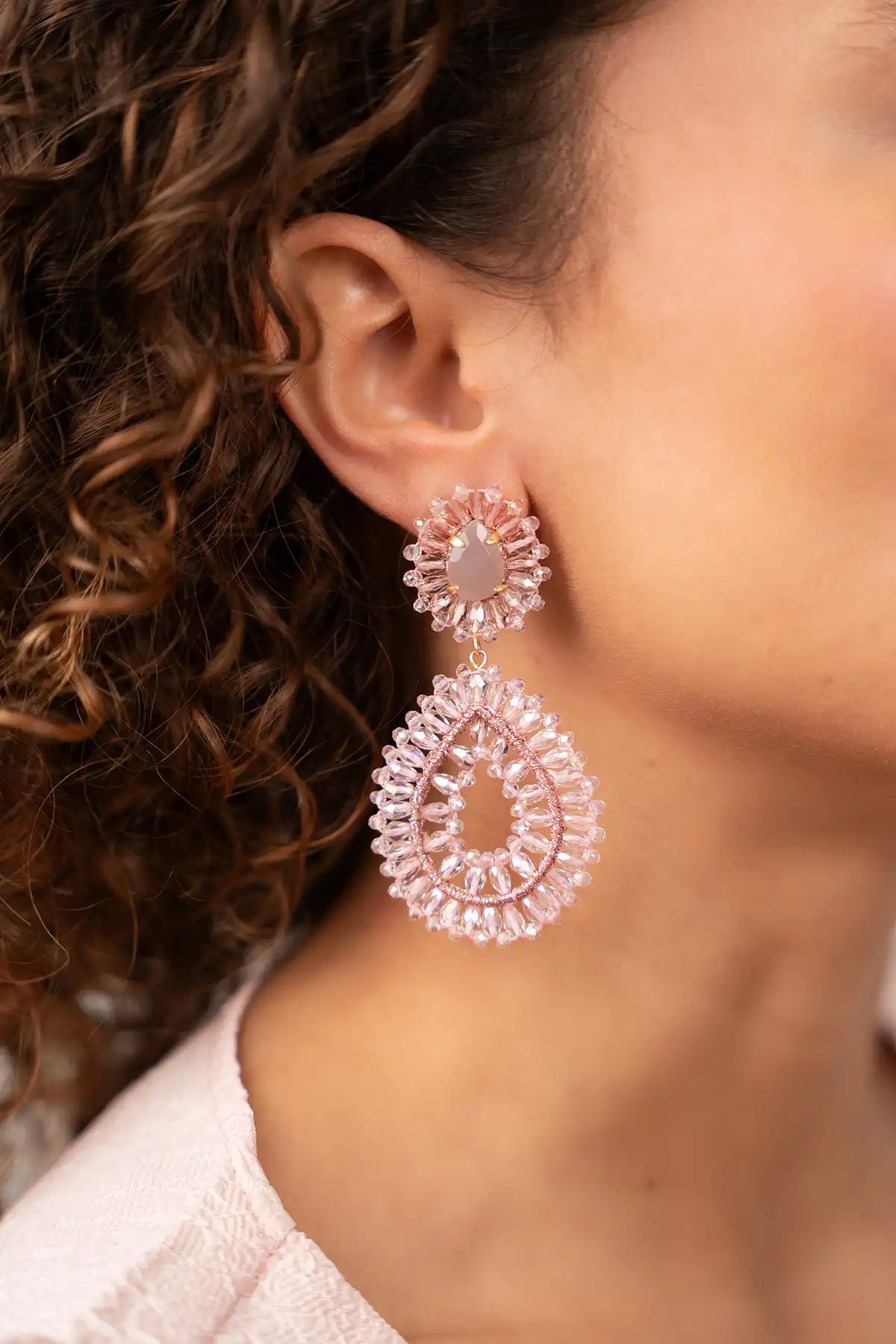 Lott. Gioielli Crystal Pink Oorbellen Apollo Double Drop S