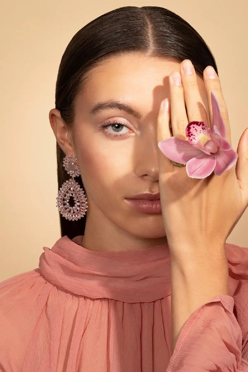 Lott. Gioielli Crystal Pink Oorbellen Apollo Double Drop S