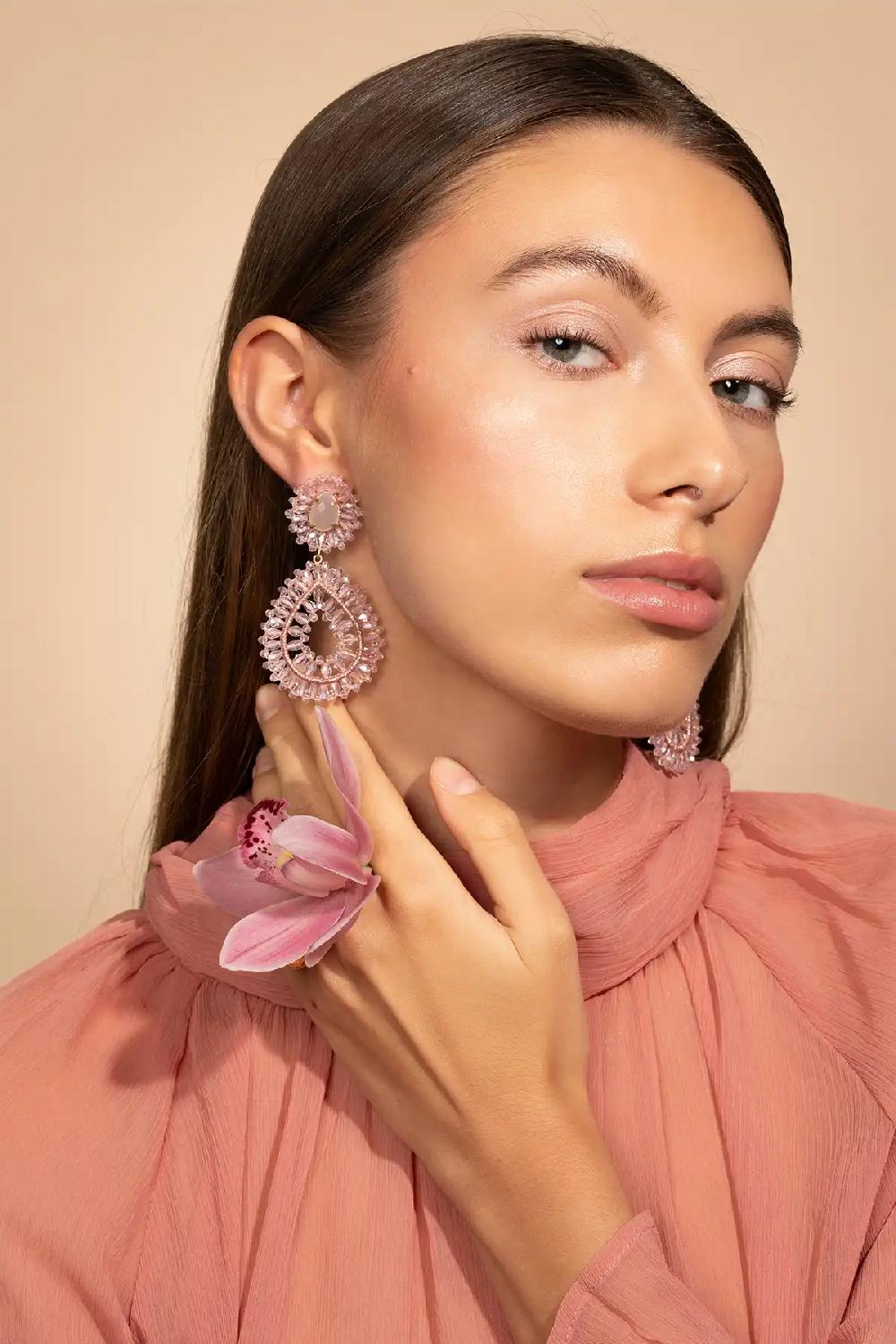 Lott. Gioielli Crystal Pink Oorbellen Apollo Double Drop S