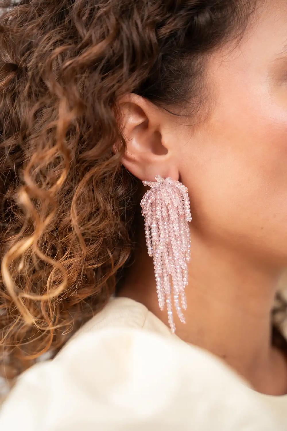 Lott. Gioielli Crystal Pink Oorbellen Babette Glassberry Waterfall L