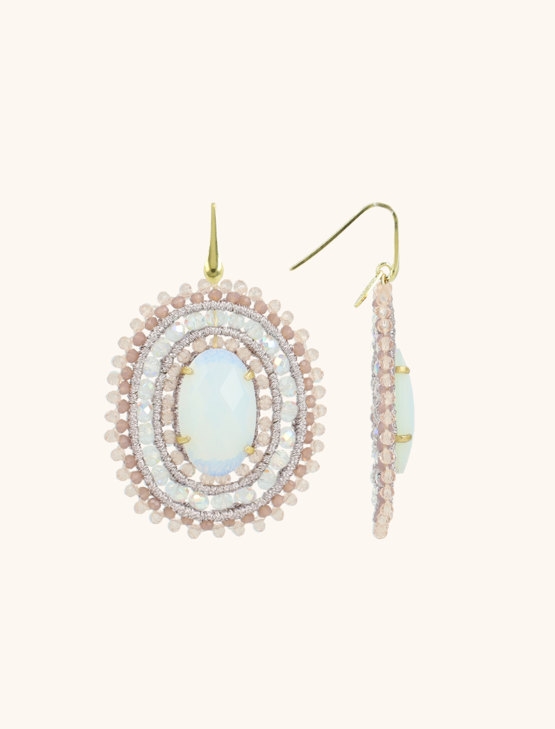 lott. gioielli Crystal Pink Oorbellen Jamie Filled Oval 3 Rings With Stone