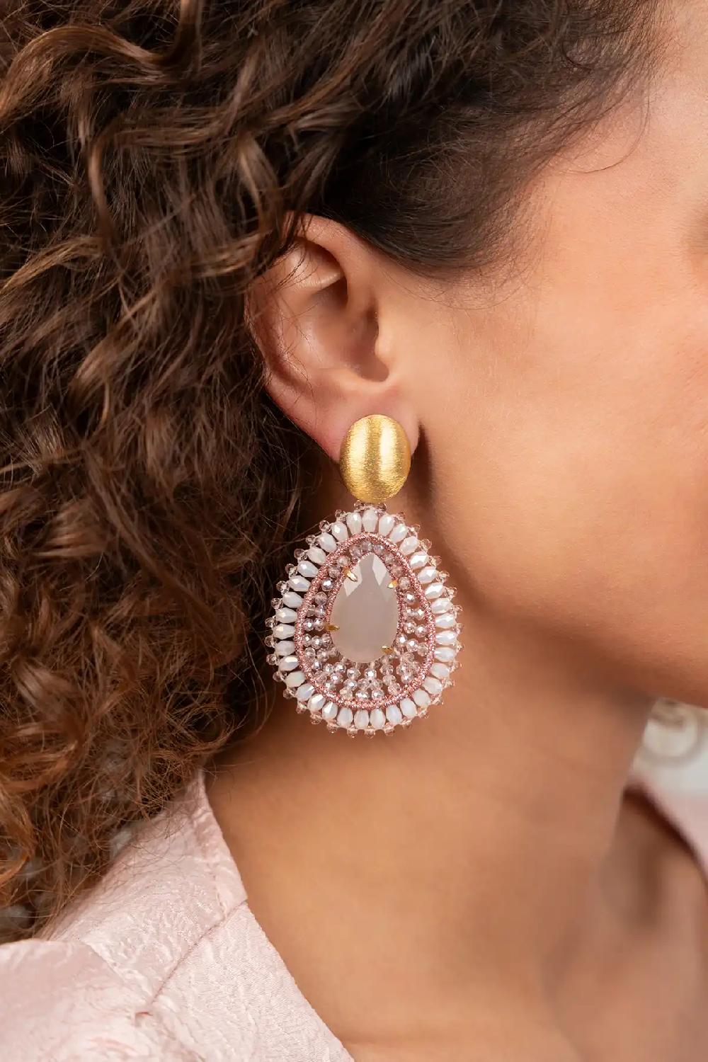 Lott. Gioielli Crystal Pink Oorbellen Lina Filled Drop With Stone