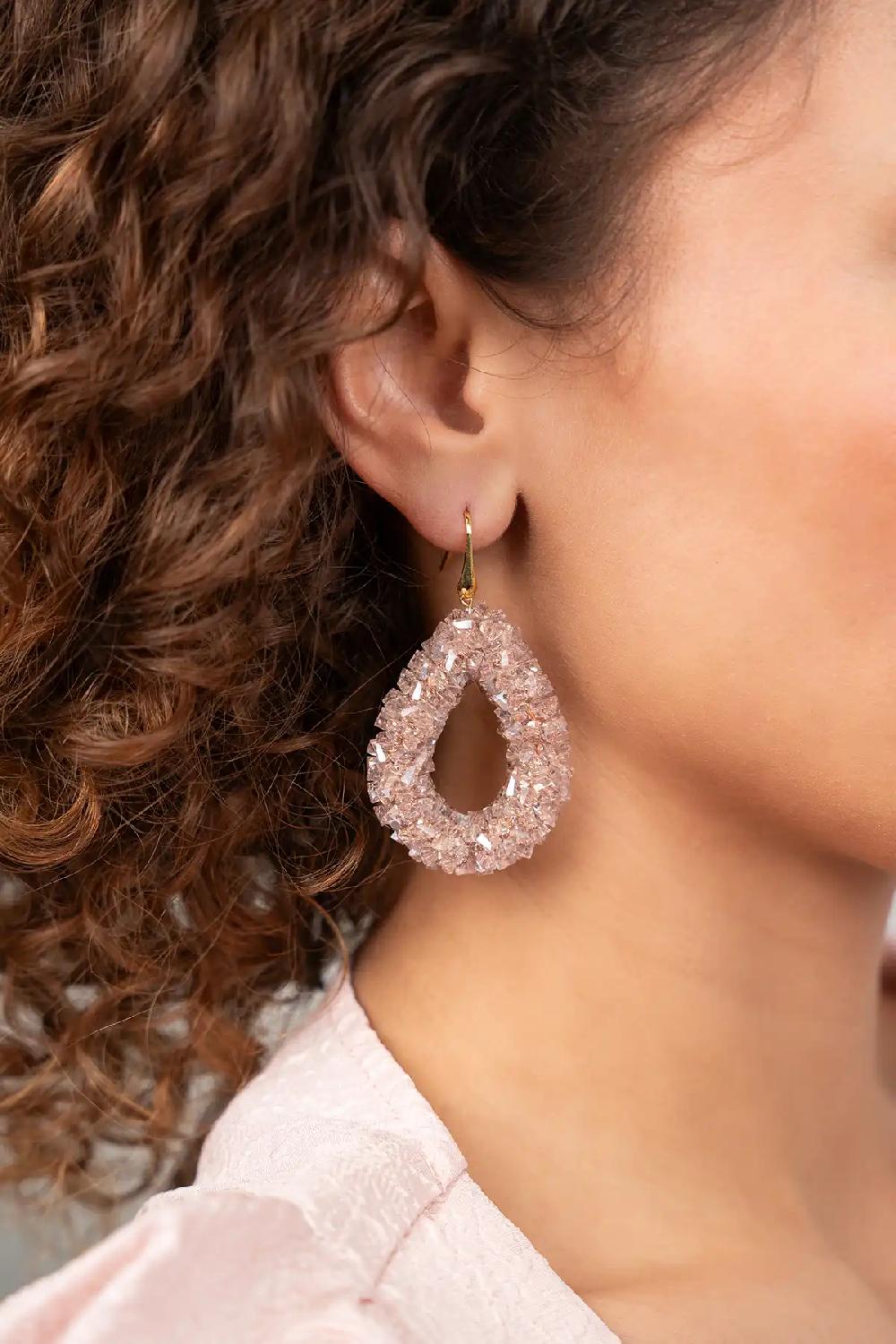 Lott. Gioielli Crystal Pink Oorbellen Marieke Drop L. Raw