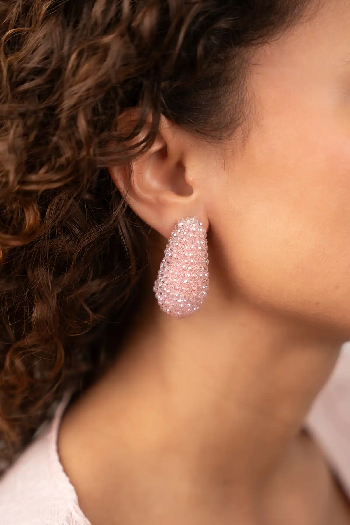 Lott. Gioielli Crystal Pink Oorbellen Nadine Teardrop Creole M