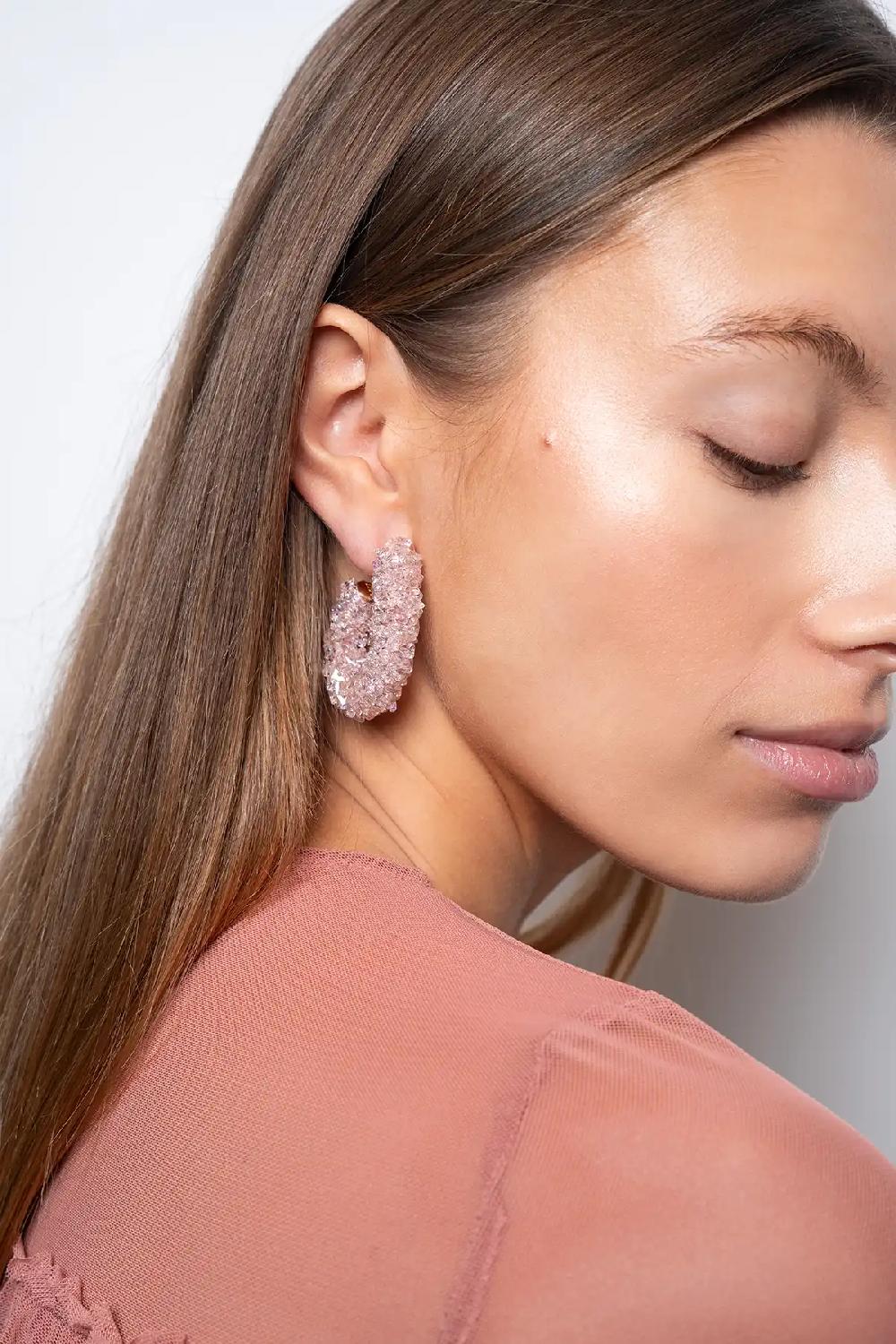 Lott. Gioielli Crystal Pink Oorbellen Pascalle Creole Raw