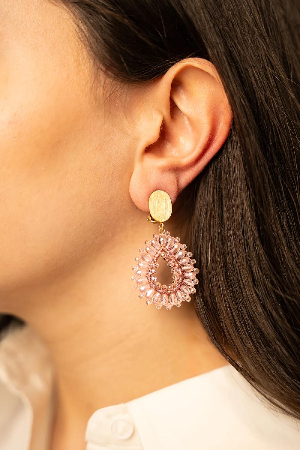 Lott. Gioielli Crystal Pink Oorbellen Robin Drop Crystal Small Clip