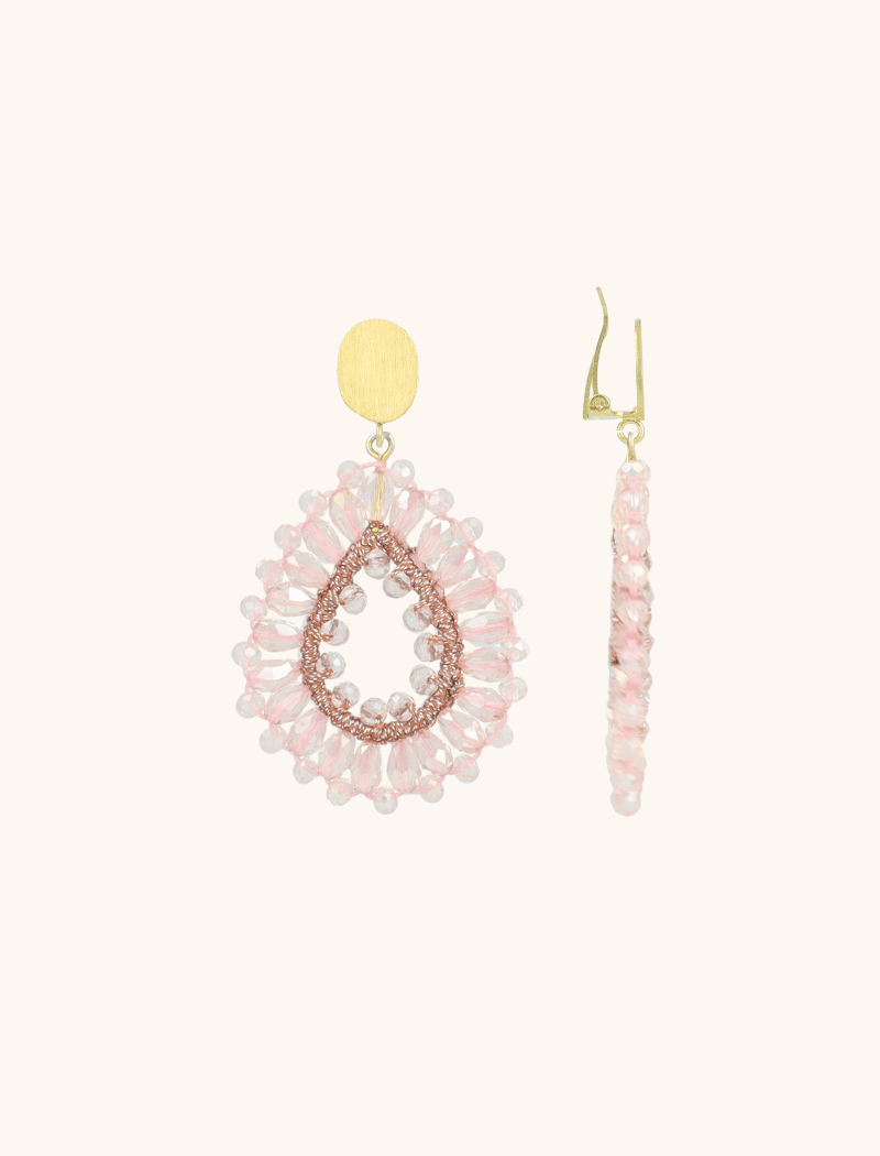 lott. gioielli Crystal Pink Oorbellen Robin Drop Crystal Small Clip