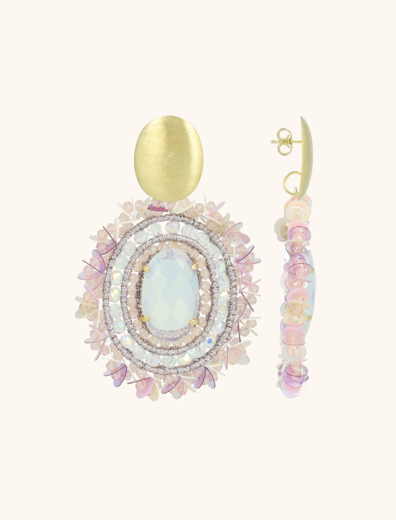 lott. gioielli Crystal Pink Oorbellen Venna Filled Oval Sequins L