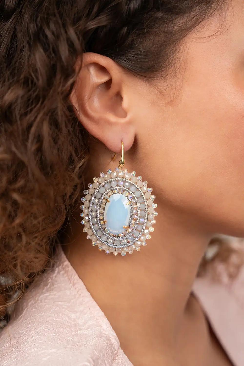 Lott. Gioielli Crystal Silver Oorbellen Jamie Filled Oval 3 Rings With Stone