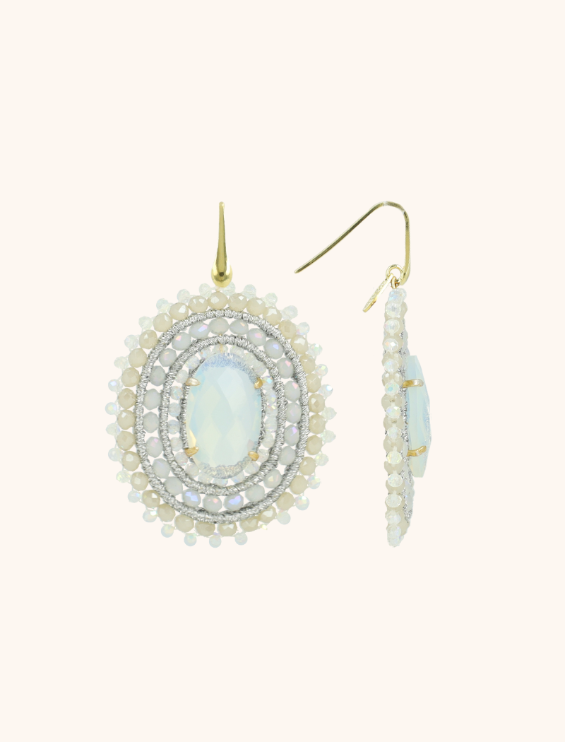 lott. gioielli Crystal Silver Oorbellen Jamie Filled Oval 3 Rings With Stone