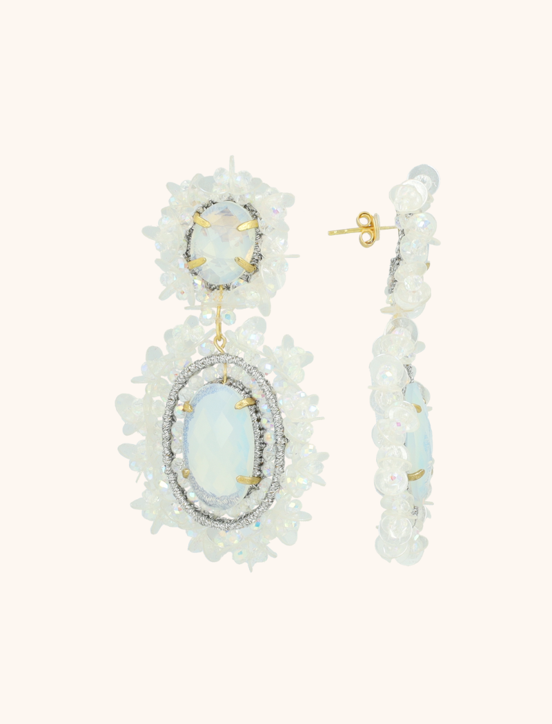 Lott. Gioielli Crystal Silver Oorbellen Lara Pendant Double L