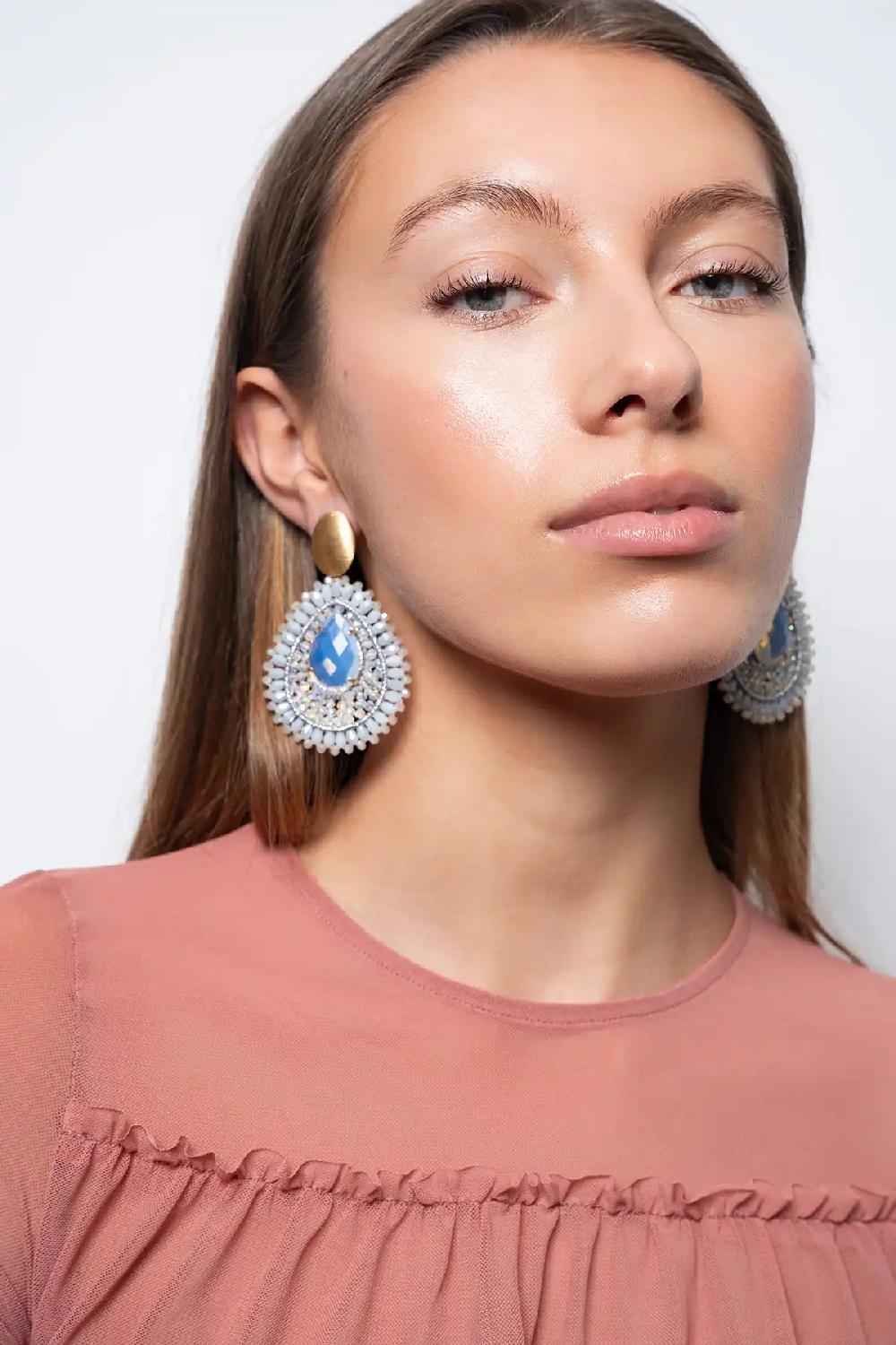 Lott. Gioielli Crystal Silver Oorbellen Lina Filled Drop With Stone