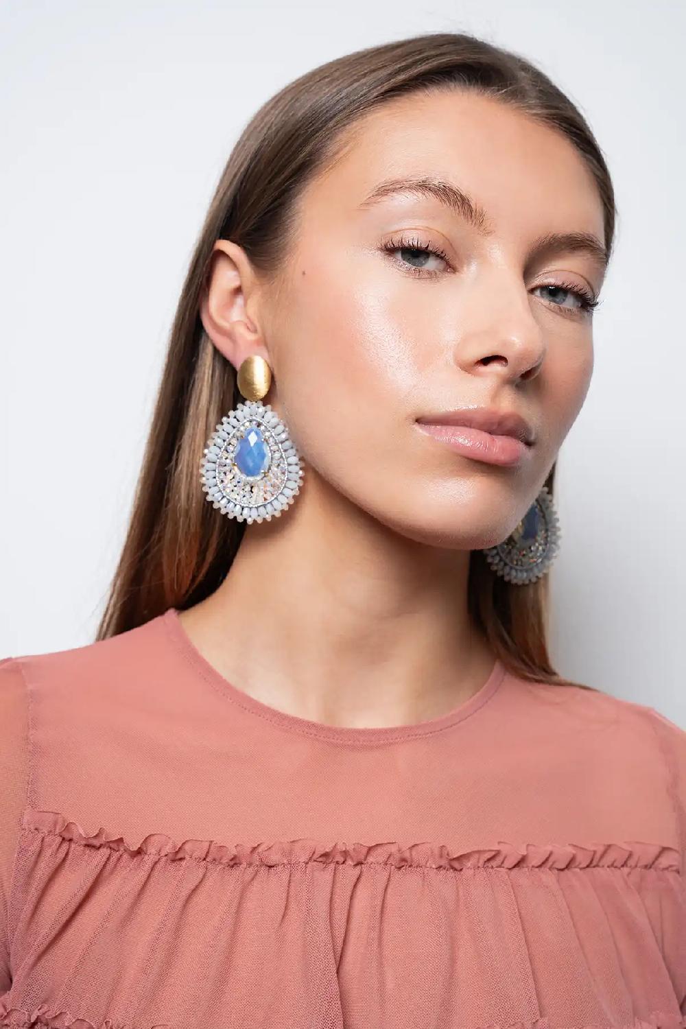 Lott. Gioielli Crystal Silver Oorbellen Lina Filled Drop With Stone