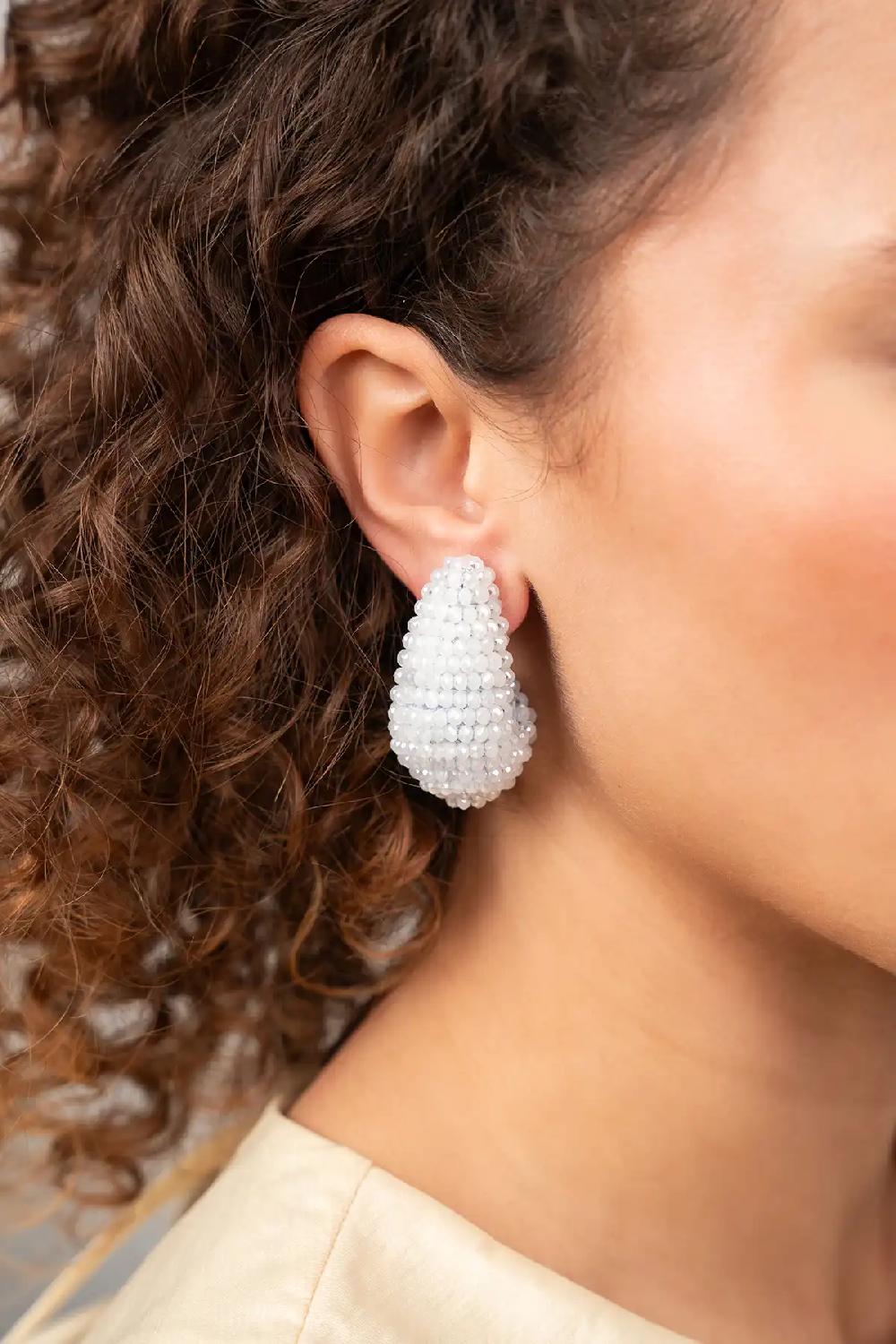 Lott. Gioielli Crystal Silver Oorbellen Nadine Teardrop Creole M